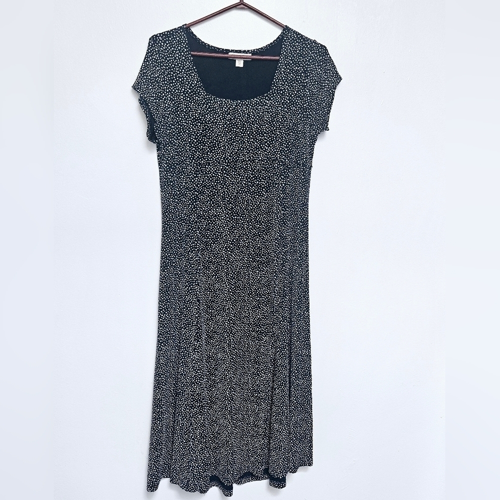 Vintage Coldwater Creek Iron free Empire Waist maxi Flowy Polka sz M 90s Dress - Picture 1 of 11